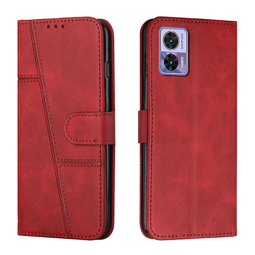 Leather Case Stands Flip Cover Holder Y01X for Motorola Moto Edge 30 Lite 5G Red