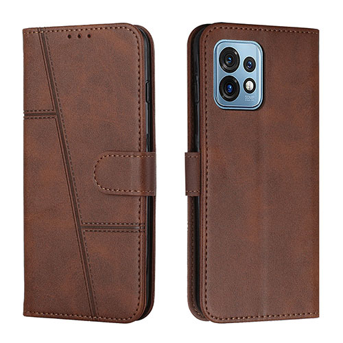 Leather Case Stands Flip Cover Holder Y01X for Motorola Moto Edge 40 Pro 5G Brown