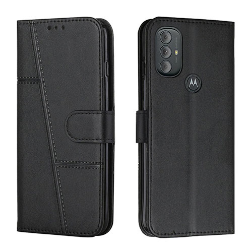 Leather Case Stands Flip Cover Holder Y01X for Motorola Moto G Play (2023) Black