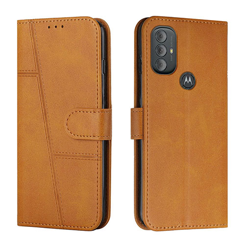 Leather Case Stands Flip Cover Holder Y01X for Motorola Moto G Play Gen 2 Light Brown