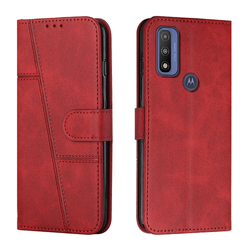 Leather Case Stands Flip Cover Holder Y01X for Motorola Moto G Pure Red