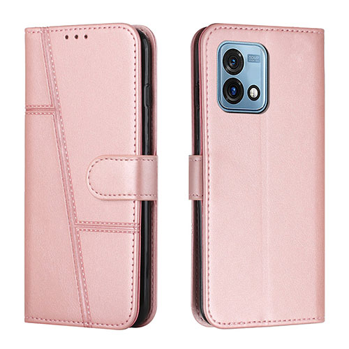 Leather Case Stands Flip Cover Holder Y01X for Motorola Moto G Stylus (2023) 4G Rose Gold