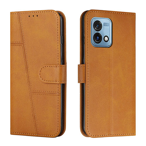 Leather Case Stands Flip Cover Holder Y01X for Motorola Moto G Stylus (2023) 5G Light Brown