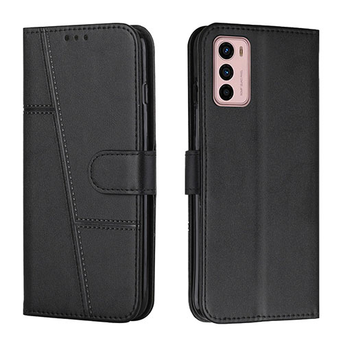 Leather Case Stands Flip Cover Holder Y01X for Motorola Moto G42 Black