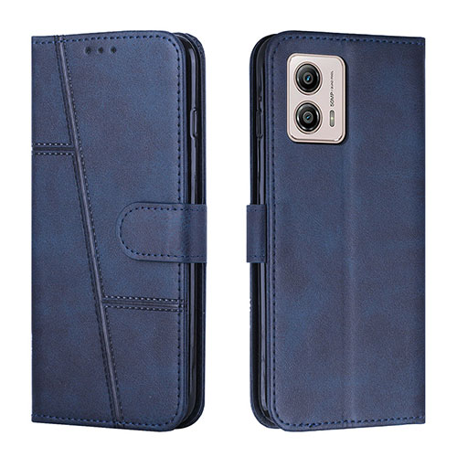 Leather Case Stands Flip Cover Holder Y01X for Motorola Moto G53 5G Blue