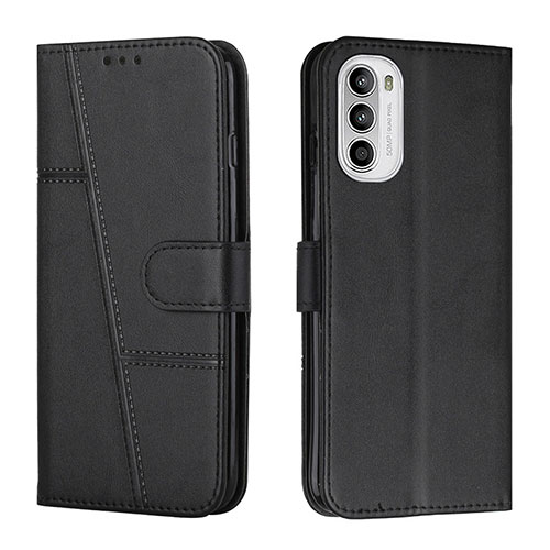 Leather Case Stands Flip Cover Holder Y01X for Motorola Moto G71s 5G Black