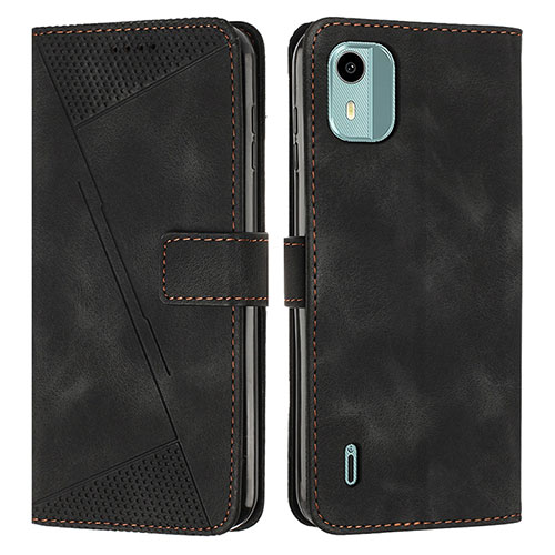 Leather Case Stands Flip Cover Holder Y01X for Nokia C12 Black