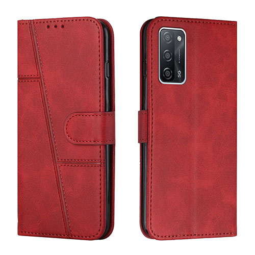 Leather Case Stands Flip Cover Holder Y01X for Oppo A53s 5G Red