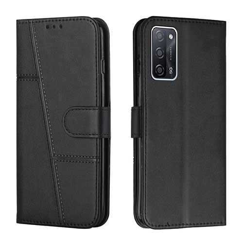 Leather Case Stands Flip Cover Holder Y01X for Oppo A55 5G Black