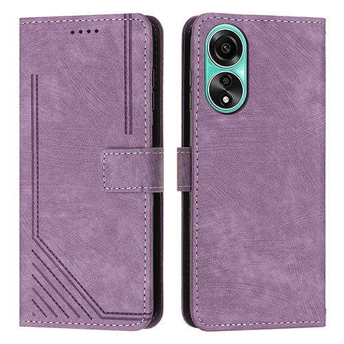 Leather Case Stands Flip Cover Holder Y01X for Oppo A58 4G Purple