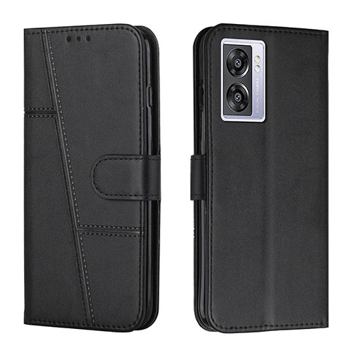 Leather Case Stands Flip Cover Holder Y01X for Oppo A77 5G Black