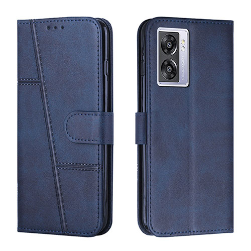 Leather Case Stands Flip Cover Holder Y01X for Oppo A77 5G Blue