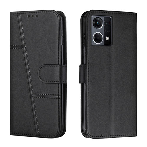 Leather Case Stands Flip Cover Holder Y01X for Oppo F21 Pro 4G Black