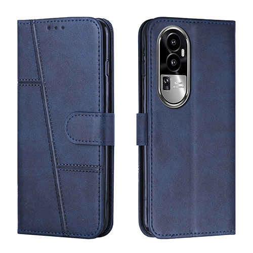 Leather Case Stands Flip Cover Holder Y01X for Oppo Reno10 Pro+ Plus 5G Blue