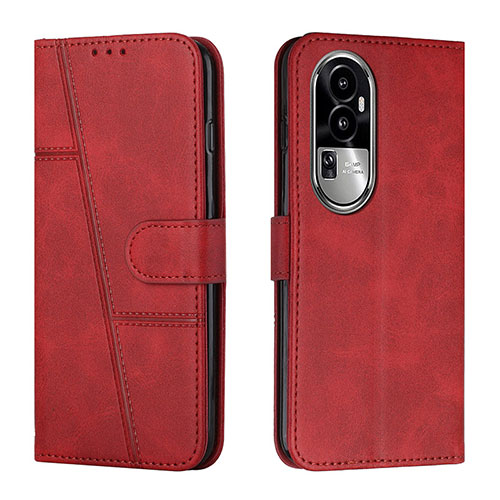 Leather Case Stands Flip Cover Holder Y01X for Oppo Reno10 Pro+ Plus 5G Red