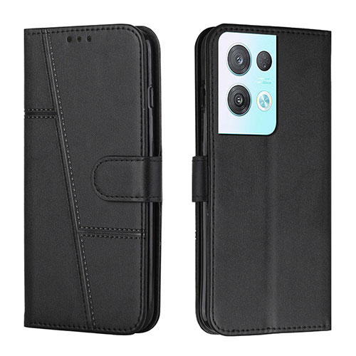 Leather Case Stands Flip Cover Holder Y01X for Oppo Reno9 Pro+ Plus 5G Black