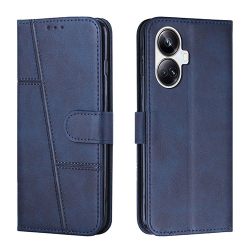 Leather Case Stands Flip Cover Holder Y01X for Realme 10 Pro+ Plus 5G Blue