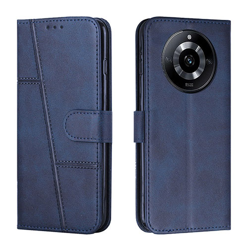 Leather Case Stands Flip Cover Holder Y01X for Realme 11 Pro 5G Blue