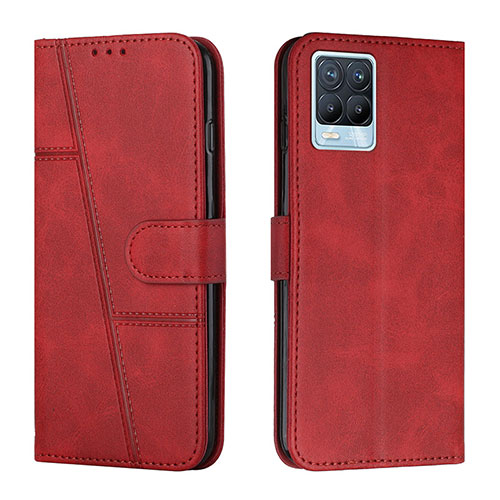 Leather Case Stands Flip Cover Holder Y01X for Realme 8 4G Red