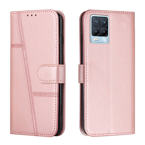 Leather Case Stands Flip Cover Holder Y01X for Realme 8 4G Rose Gold