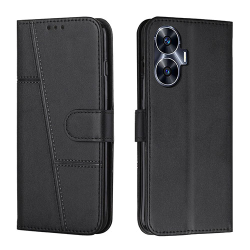 Leather Case Stands Flip Cover Holder Y01X for Realme C55 Black