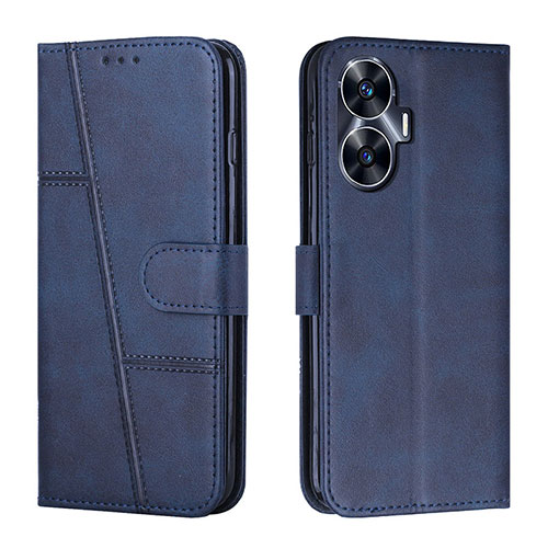 Leather Case Stands Flip Cover Holder Y01X for Realme C55 Blue