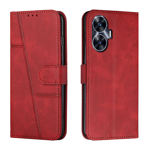 Leather Case Stands Flip Cover Holder Y01X for Realme C55 Red