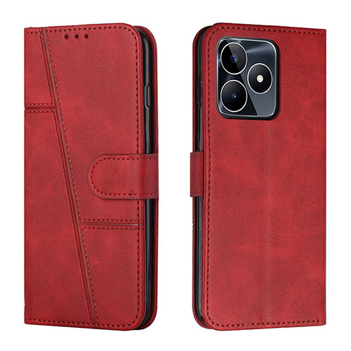 Leather Case Stands Flip Cover Holder Y01X for Realme C67 Red