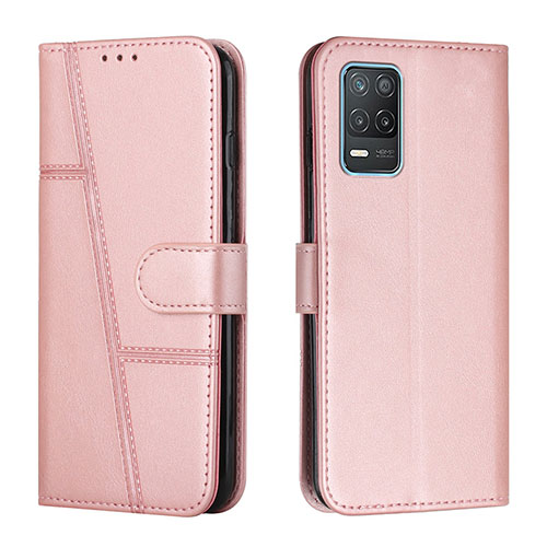 Leather Case Stands Flip Cover Holder Y01X for Realme Narzo 30 5G Rose Gold