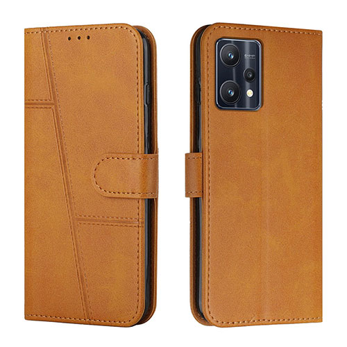 Leather Case Stands Flip Cover Holder Y01X for Realme Narzo 50 Pro 5G Light Brown