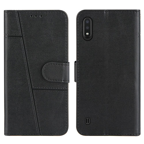 Leather Case Stands Flip Cover Holder Y01X for Samsung Galaxy A01 SM-A015 Black