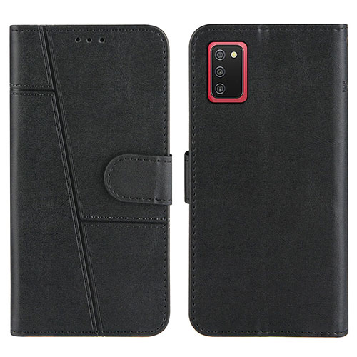 Leather Case Stands Flip Cover Holder Y01X for Samsung Galaxy A02s Black
