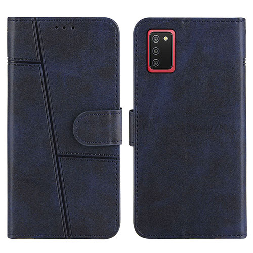 Leather Case Stands Flip Cover Holder Y01X for Samsung Galaxy A02s Blue