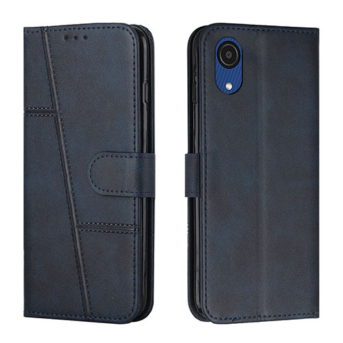 Leather Case Stands Flip Cover Holder Y01X for Samsung Galaxy A03 Core Blue