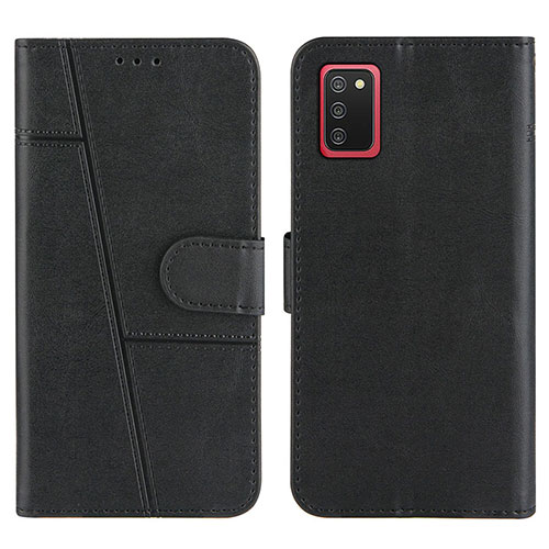 Leather Case Stands Flip Cover Holder Y01X for Samsung Galaxy A03s Black