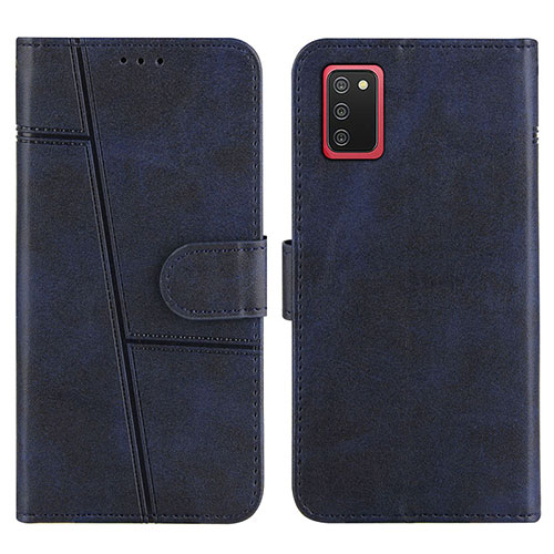 Leather Case Stands Flip Cover Holder Y01X for Samsung Galaxy A03s Blue