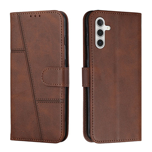 Leather Case Stands Flip Cover Holder Y01X for Samsung Galaxy A04s Brown