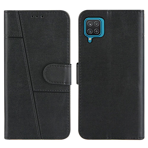 Leather Case Stands Flip Cover Holder Y01X for Samsung Galaxy A12 Black