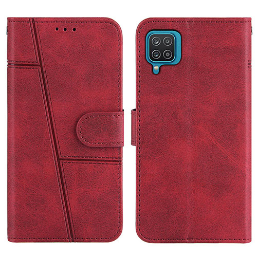 Leather Case Stands Flip Cover Holder Y01X for Samsung Galaxy A12 Red