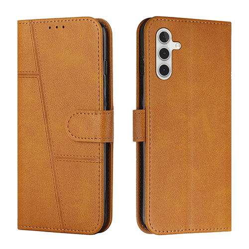 Leather Case Stands Flip Cover Holder Y01X for Samsung Galaxy A13 5G Light Brown