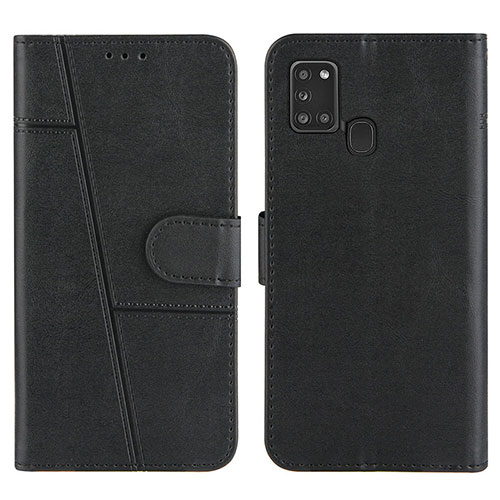 Leather Case Stands Flip Cover Holder Y01X for Samsung Galaxy A21s Black