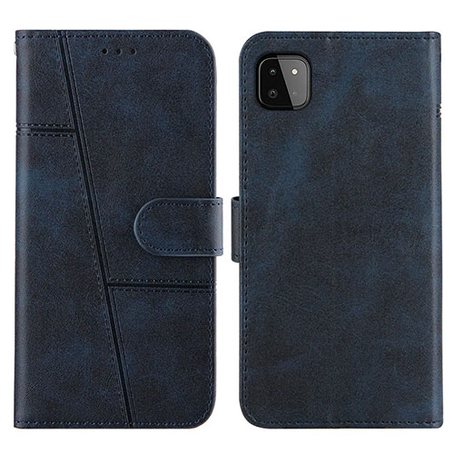 Leather Case Stands Flip Cover Holder Y01X for Samsung Galaxy A22 5G Blue