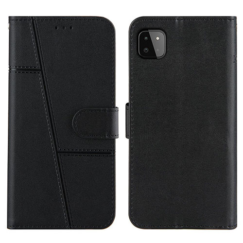 Leather Case Stands Flip Cover Holder Y01X for Samsung Galaxy A22s 5G Black