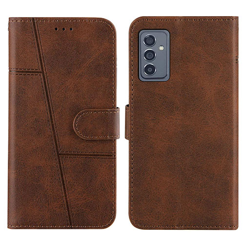 Leather Case Stands Flip Cover Holder Y01X for Samsung Galaxy A24 4G Brown