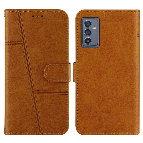 Leather Case Stands Flip Cover Holder Y01X for Samsung Galaxy A24 4G Light Brown