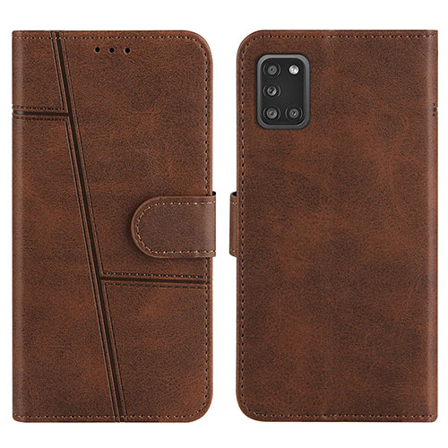 Leather Case Stands Flip Cover Holder Y01X for Samsung Galaxy A31 Brown