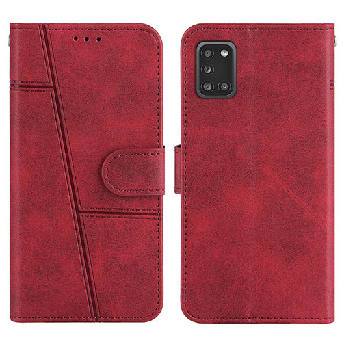 Leather Case Stands Flip Cover Holder Y01X for Samsung Galaxy A31 Red