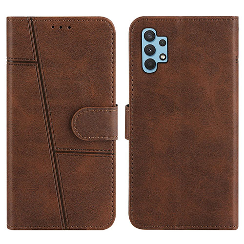 Leather Case Stands Flip Cover Holder Y01X for Samsung Galaxy A32 4G Brown