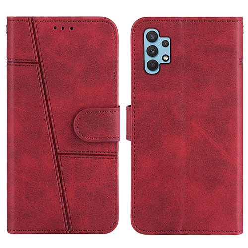 Leather Case Stands Flip Cover Holder Y01X for Samsung Galaxy A32 5G Red