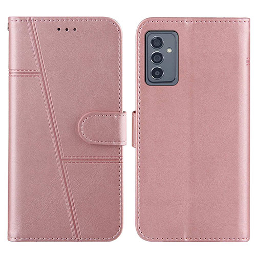 Leather Case Stands Flip Cover Holder Y01X for Samsung Galaxy A35 5G Rose Gold